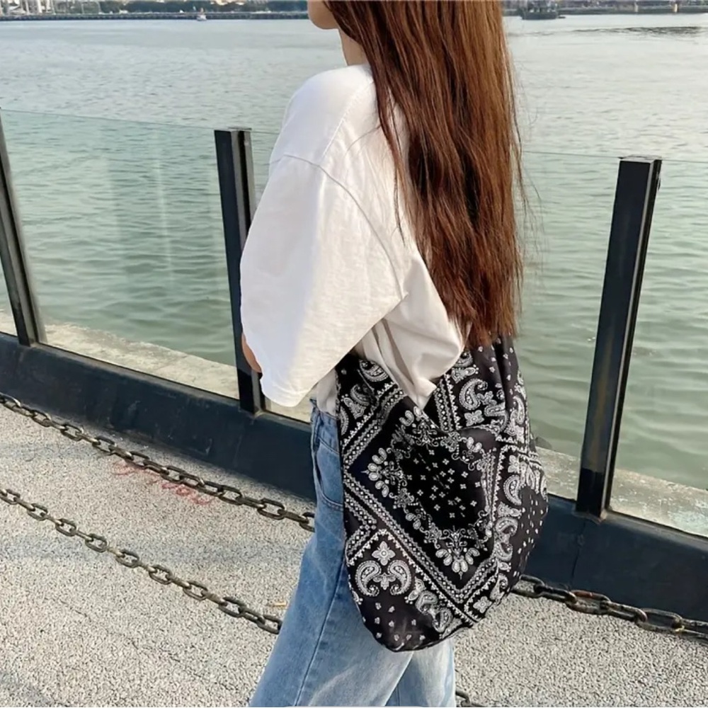 Black Paisley Shoulder Bag with Bohemian Flair